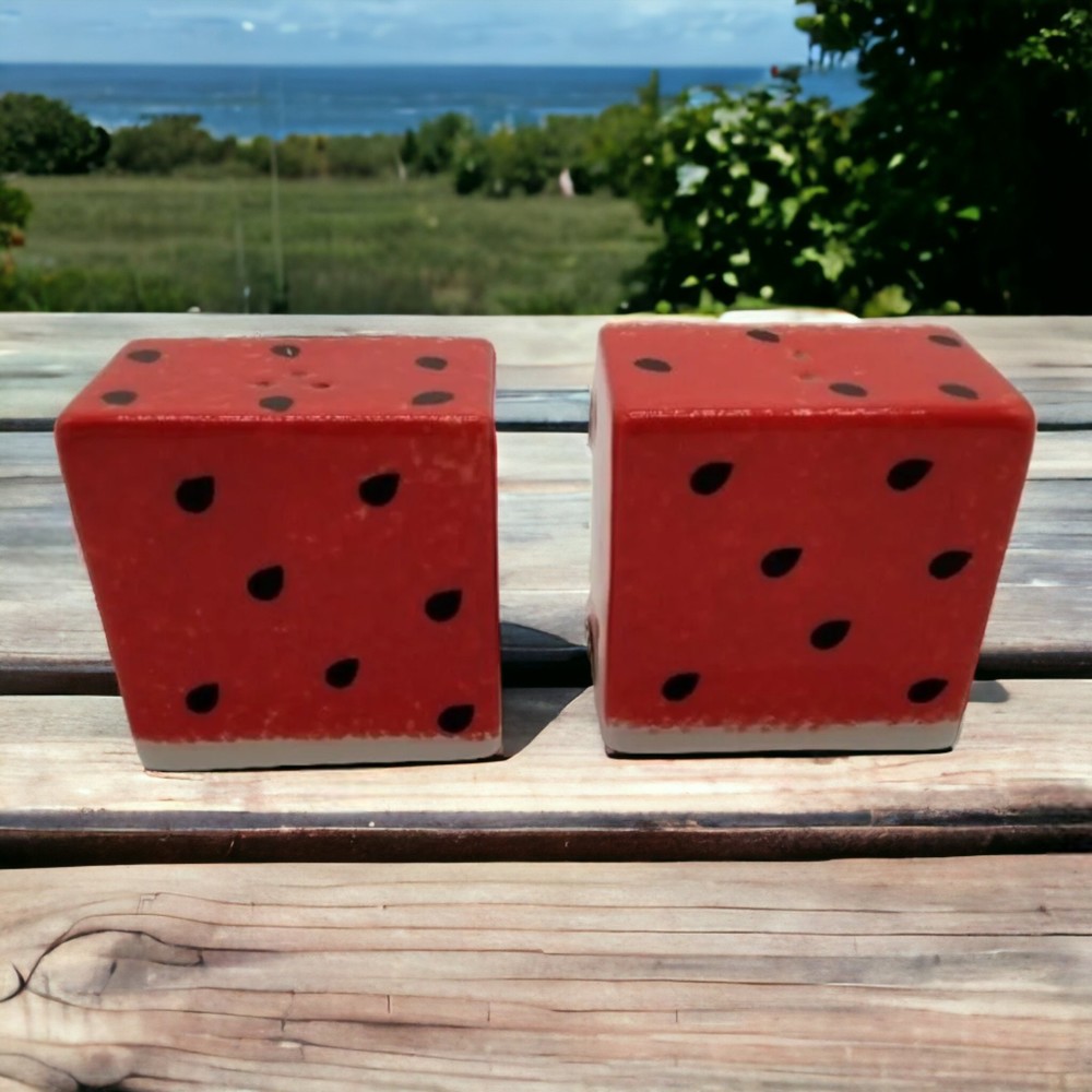 Watermelon Salt Pepper Ceramic Shakers 2004 Young's Creative Kitchens